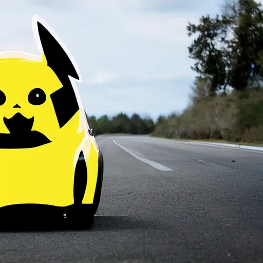 Image similar to a car in the shape of pikachu, photo