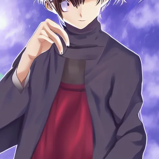 Image similar to anime character looking at his hand, He just discovered magic and look scared and confused, His hand has magic, Digital art,