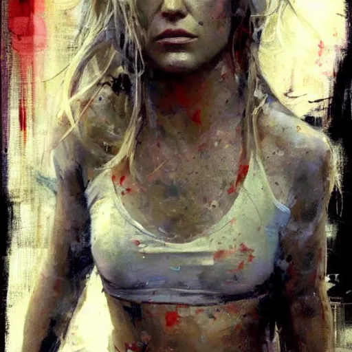 Image similar to britney spears and olivia wilde morphed together, hybrid, jeremy mann painting