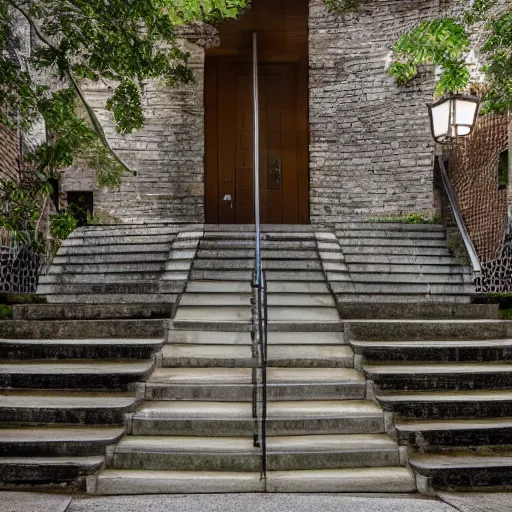 Prompt: stairs to the ted house HD 8K