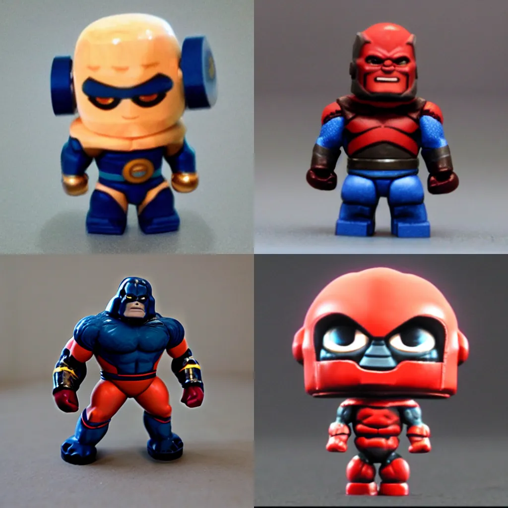 Prompt: Darkseid as mini figure, cute, chibi