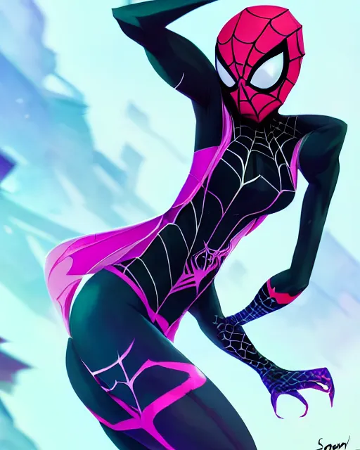 Image similar to Spider-Gwen venom, art by lois van baarle and loish and ross tran and rossdraws and sam yang and samdoesarts and artgerm, digital art, highly detailed, intricate, sharp focus, Trending on Artstation HQ, deviantart, unreal engine 5, 4K UHD image