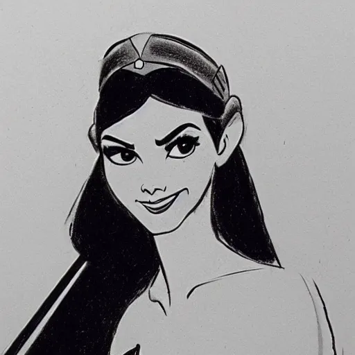 Image similar to milt kahl sketch of victoria justice as princess padme from star wars episode 3