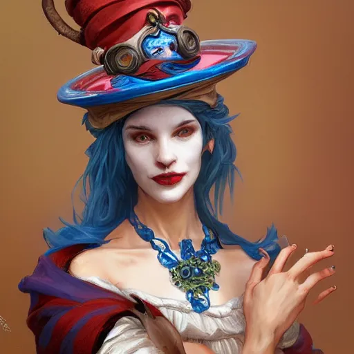 Image similar to a ferret dressed as a jester, d & d, fantasy, intricate, elegant, highly detailed, digital painting, artstation, concept art, matte, sharp focus, illustration, hearthstone, art by artgerm and greg rutkowski and alphonse mucha