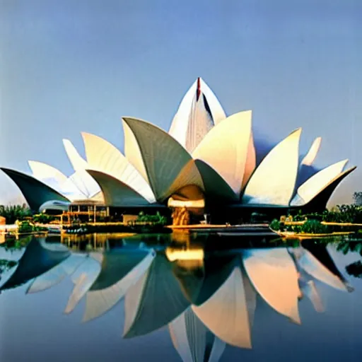 Prompt: futuristic glass lotus temple by buckminster fuller and syd mead, intricate contemporary architecture, photo journalism, photography, cinematic, national geographic photoshoot