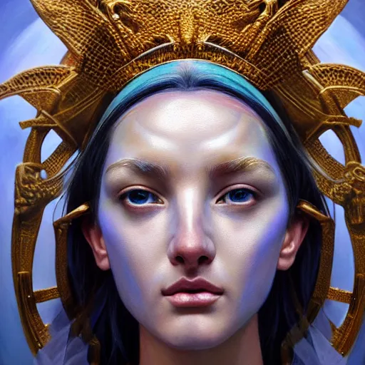 Image similar to hyperrealistic mixed media painting of beautiful goddess Athena, stunning 3d render inspired art by P. Craig Russell and Barry Windsor-Smith, perfect facial symmetry, dim volumetric lighting, 8k octane beautifully detailed render, post-processing, portrait, extremely hyper-detailed, intricate, epic composition, cinematic lighting, masterpiece, trending on artstation, very very detailed, masterpiece, stunning