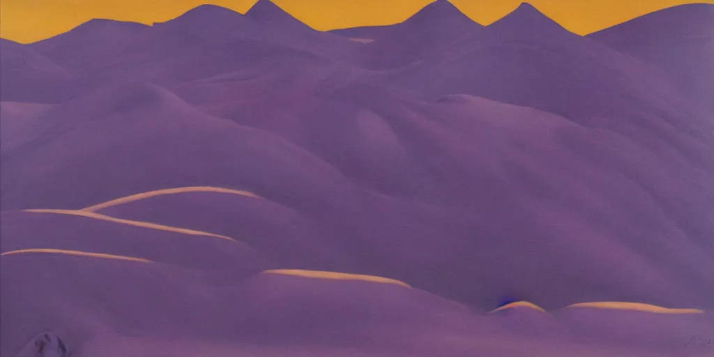 Prompt: namibia dune 4 5, shades of purple, oil painting by aaron douglas,