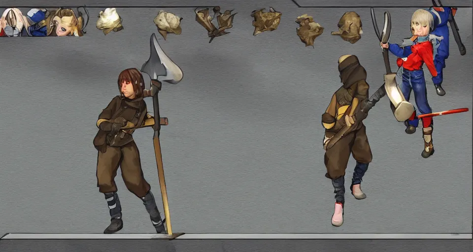 Image similar to Chloe Sevigny NPC wielding a battleaxe in a JRPG, combat gameplay, PS2, 3DCG