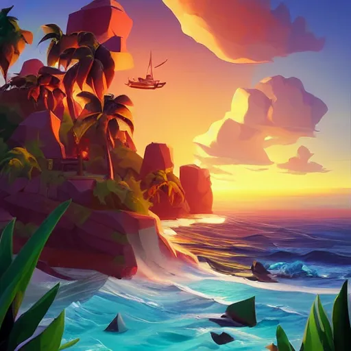 Image similar to painting treasure on sea of thieves game smooth median photoshop filter cutout vector, behance hd by jesper ejsing, by rhads, makoto shinkai and lois van baarle, ilya kuvshinov, rossdraws global illumination