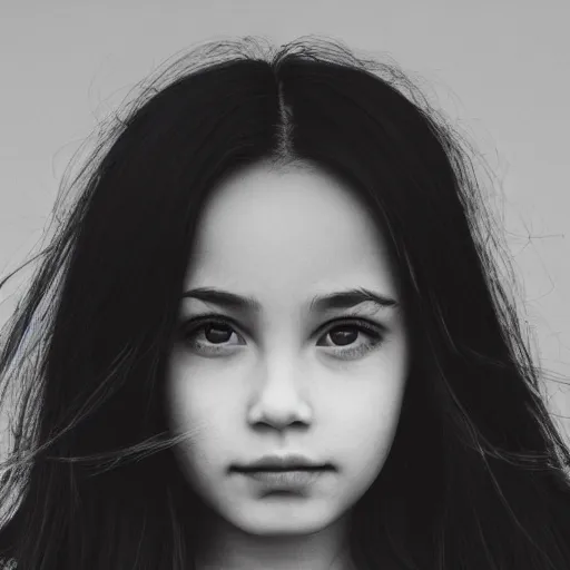 Image similar to photograph of girl with big forehead with square face and small bird beak lips and small round nose and dark black, high detail 8k,