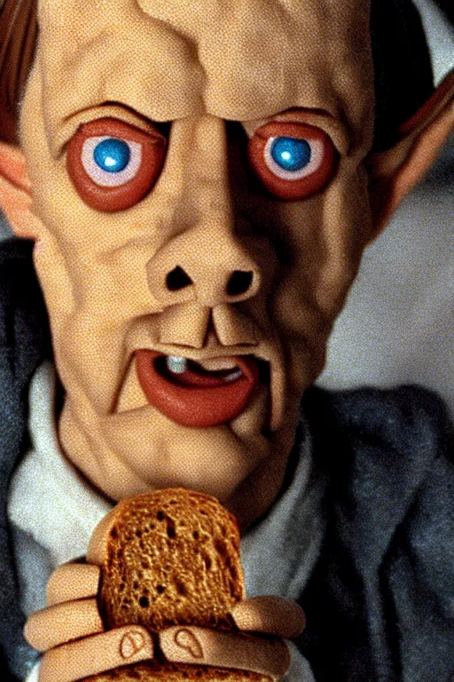 Image similar to film still of steve buscemi made out of bread in lord of the rings, 4 k