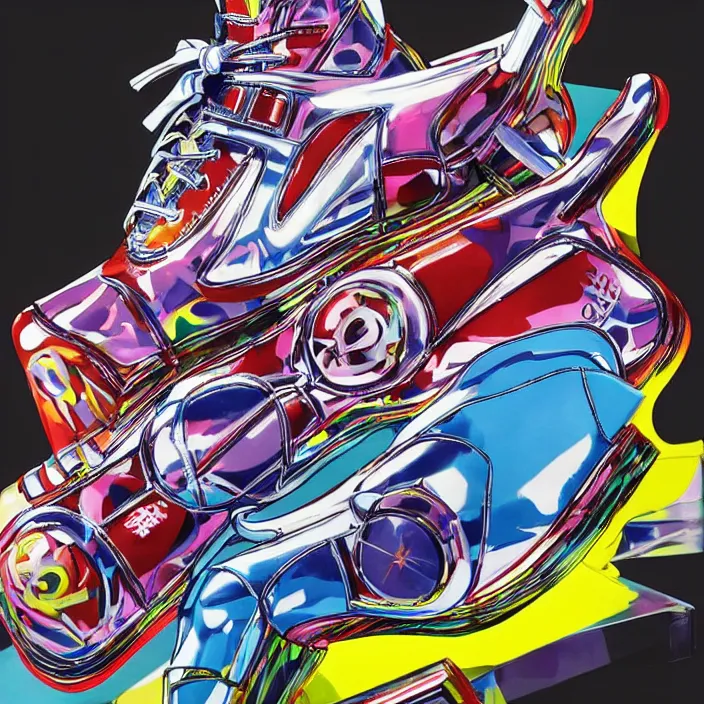 Image similar to futuristic sneakers in jeff koons hip hop bauhaus style, highly detailed, hyper realistic, art by todd mcfarlane