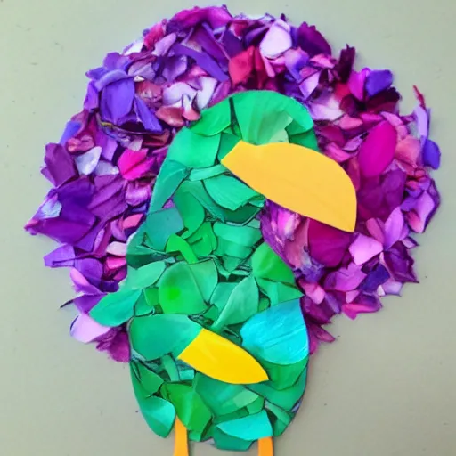 Prompt: bird made out of flower petals