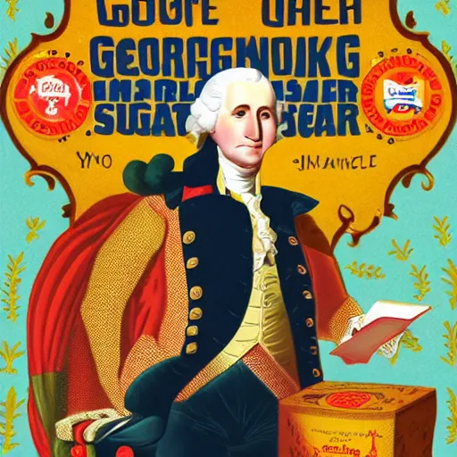 Image similar to cover illustration for a box of George Washington sugar cereal