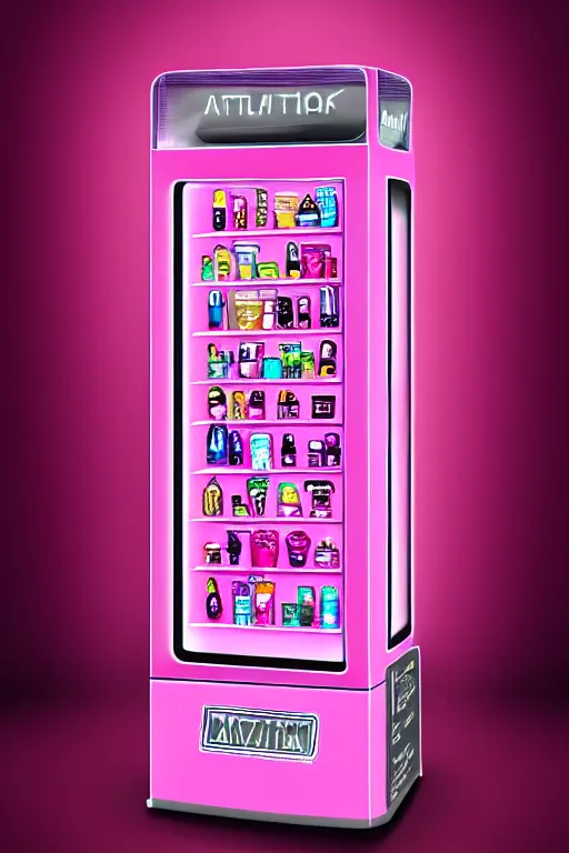 Prompt: Pink Vapor Vial Vending Machine, fantasy, magic, ultra detailed, digital art, trending on artstation, illustration