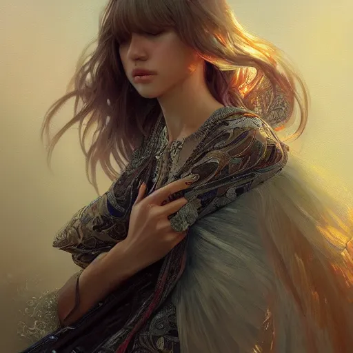 Image similar to ultra realistic illustration, hannah montana, intricate, elegant, highly detailed, digital painting, artstation, concept art, smooth, sharp focus, illustration, art by artgerm and greg rutkowski and alphonse mucha and wlop