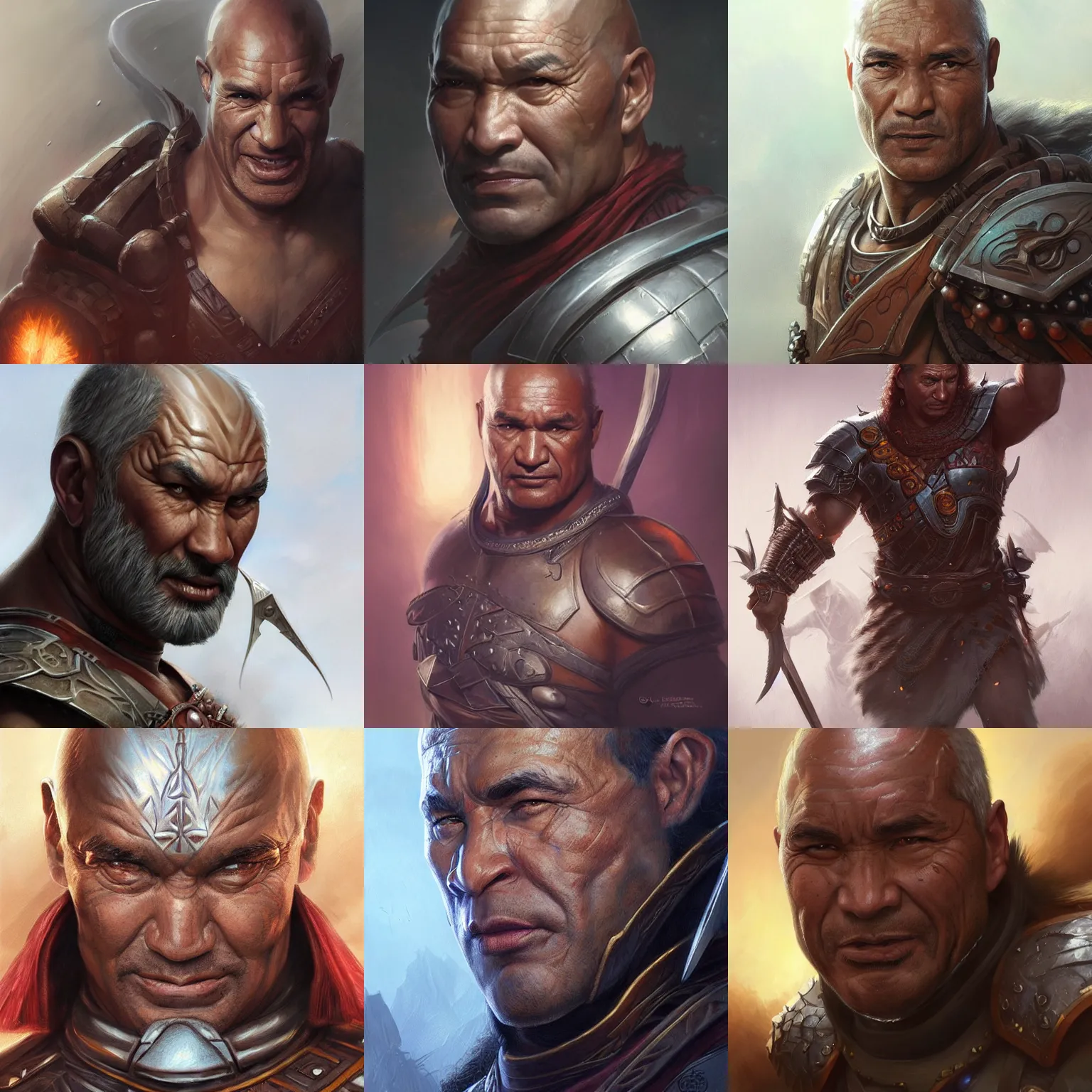 Image similar to warrior, temuera morrison, D&D, fantasy, portrait, highly detailed, digital painting, trending on artstation, concept art, sharp focus, illustration, art by artgerm and greg rutkowski and magali villeneuve