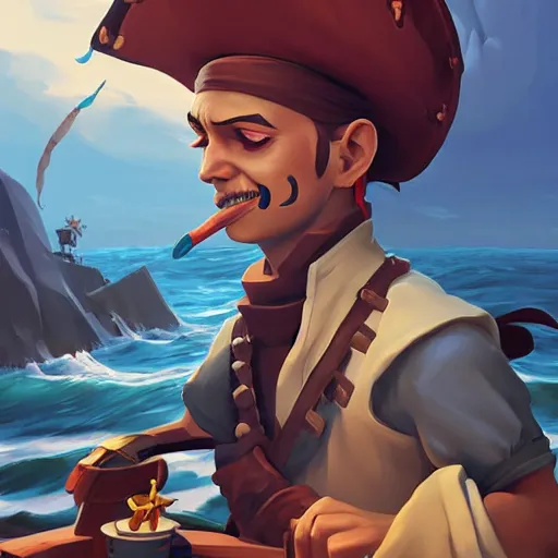 Image similar to painting jack the pirate on sea of thieves game avatar hero smooth face median photoshop filter cutout vector behance hd by jesper ejsing, by rhads, makoto shinkai and lois van baarle, ilya kuvshinov, rossdraws, illustration, art by ilya kuvshinov and gustav klimt