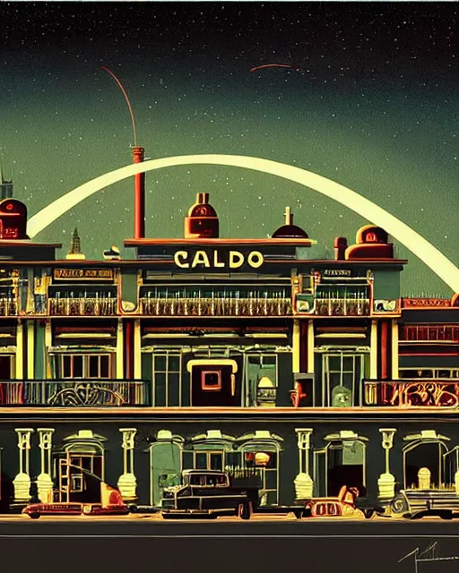 Image similar to a beautiful ultradetailed painting of industrial architecture casino by federico babina, galactic reclaimed by nature fisheye infrared evil, archdaily, wallpaper, highly detailed, trending on artstation.