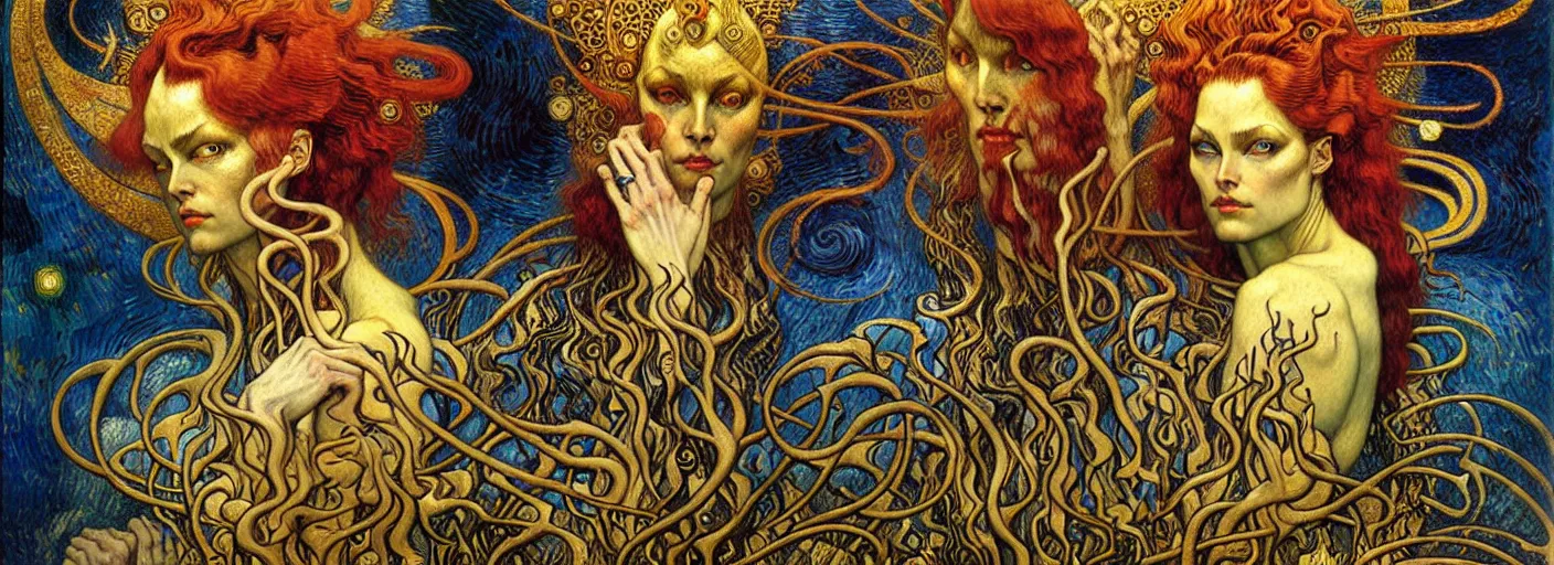 Image similar to Divine Chaos Engine by Karol Bak, Jean Delville, William Blake, Gustav Klimt, and Vincent Van Gogh, symbolist, visionary