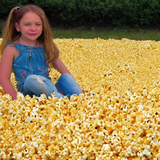 Prompt: meadow made of popcorn