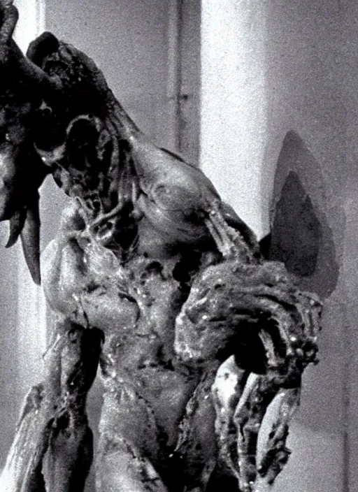 Prompt: horror practical fx of an android minotaur crushing by ridley scott and david cronenberg 1 9 7 0