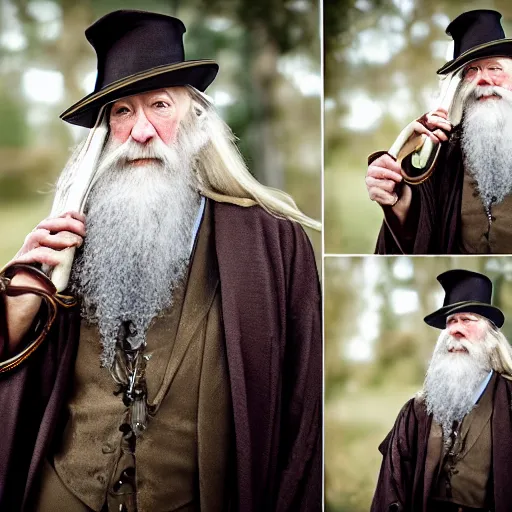 Image similar to steampunk dumbledore, professional portrait photography