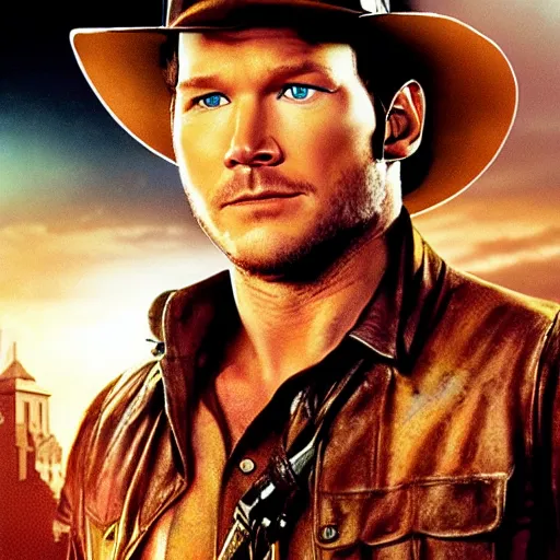 Image similar to movie poster Chris Pratt as Indiana Jones in Indiana Jones and the City of R’yleh