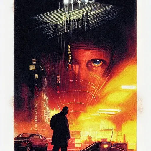 Image similar to the pope in blade runner 2049, by drew struzan