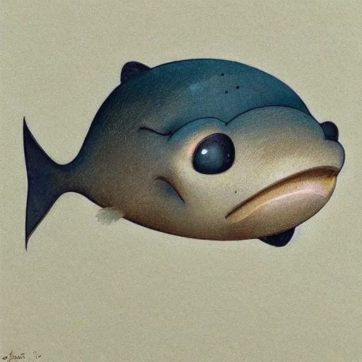 Image similar to ( ( ( ( ( obese rotund flabby cartoon catfish. muted colors. ) ) ) ) ) by jean - baptiste monge!!!!!!!!!!!!!!!!!!!!!!!!!!! by beeple and james gilleard and justin gerard