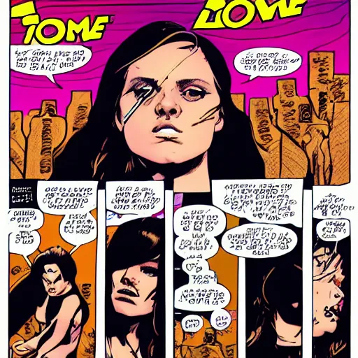 Prompt: comic book art of tove lo singing on stage,