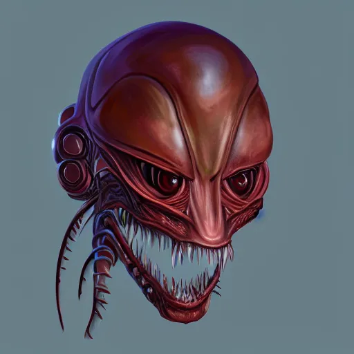 Prompt: a terrifying alien creature, digital painting, portrait, trending on artstation