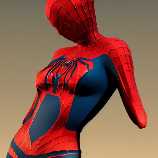 Image similar to Spiderwoman Trending on ArtStation, Digital 3D, Female, Girl, Woman