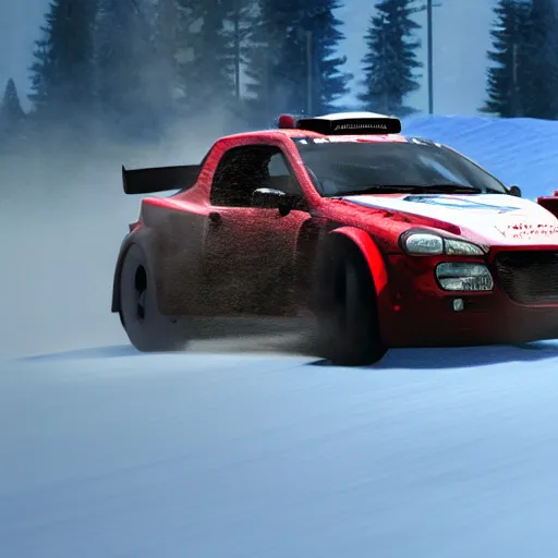 Prompt: Santa Clause driving a rally car he is going fast there is smoke coming from the tires, octane render, realistic lighting, realistic shadows, highly reflective, photo realistic, hyper realistic