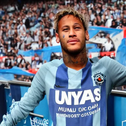 Image similar to Neymar supporting Olympique de Marseille with their ultras