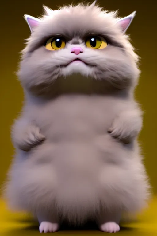 Image similar to high quality 3 d render hyperrealist very cute multipastel fluffy! grumpy griffin cat hybrid with fluffy wings!, vray smooth, in the style of detective pikachu, hannah yata charlie immer, dramatic yellow light, low angle, uhd 8 k, sharp focus