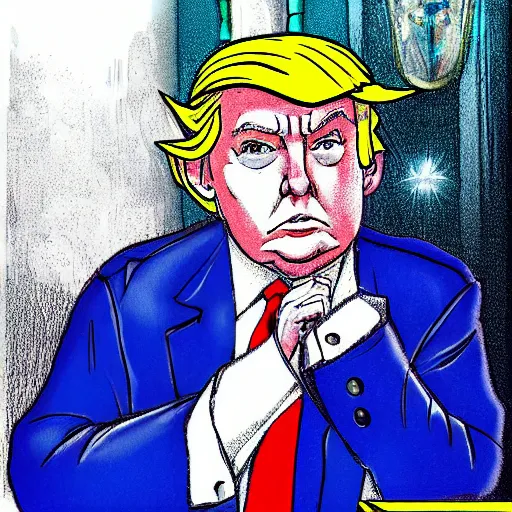 Prompt: fantasy elf wizard as president donald trump