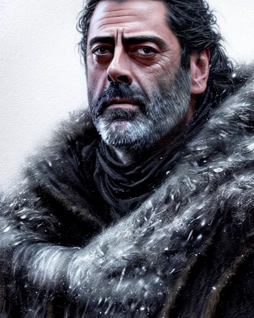 Prompt: jeffrey dean morgan as mance rayder, king - beyond - the - wall, in game of thrones series | | realistic shaded, fine details, realistic shaded lighting painting by greg rutkowski, diego gisbert llorens, magali villeneuve, artgerm, jeremy lipkin, michael garmash, rob rey