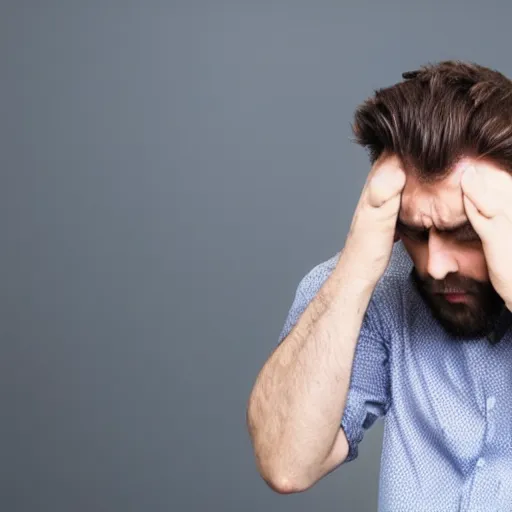 Prompt: a man having a headache, colorful
