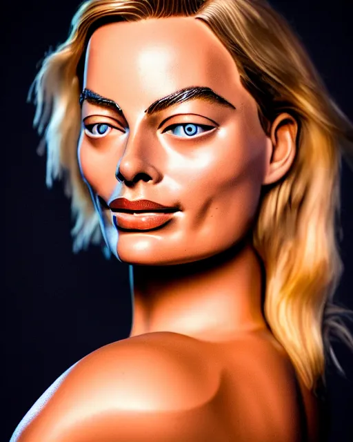 Prompt: a beautiful lively sculpture of margot robbie made from honey, backlit, refraction, warm lighting masterpiece