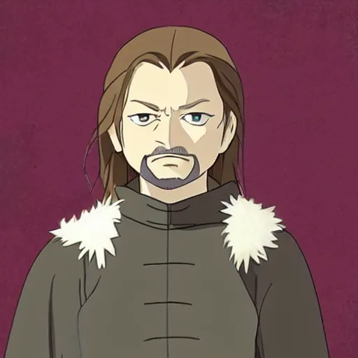 Image similar to Ned Stark as an anime character from Studio Ghibli