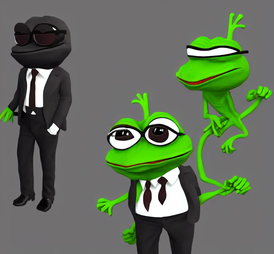 Image similar to pepe in business suit, unreal engine, artstation