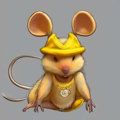 Image similar to anthropomorphic mouse wearing denim short shorts and yellow tank top, short blond fur, highly detailed, artgerm style, artstation, soft light, sharp focus, illustration, character design, concept art
