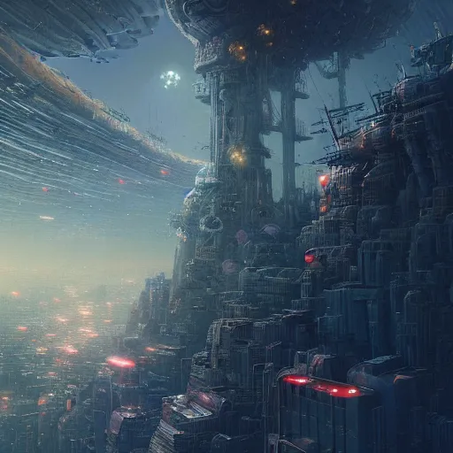 Prompt: the cybernetic asteroid city, technological phenomenon, by zdzisław beksinski, greg rutkowski, and j. g. quintel, futurecore, 5 mm hyperdetailed digital art by jan urschel and neil blevins and tony diterlizzi, and cyberpunk