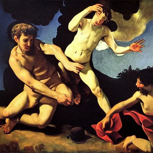 Prompt: impressionist depiction of heaven by caravaggio