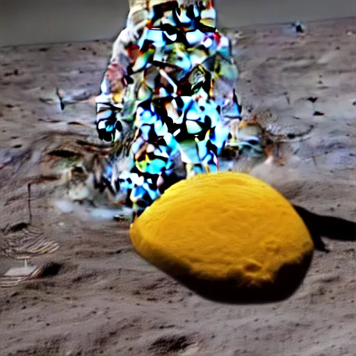 Image similar to photo of Elon Musk on the moon made of cheese, lunar surface made of cheese