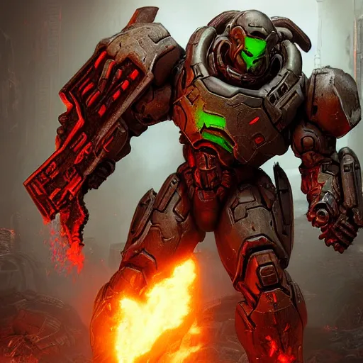 Image similar to doom slayer from doom eternal, photography