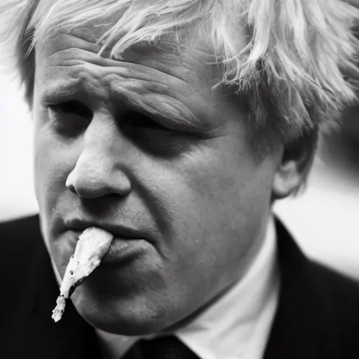 Image similar to medium shot photo of Boris Johnson smoking weed, 4k, ultra HD