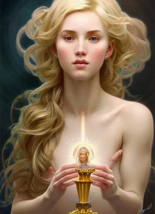 Prompt: perfectly feminine face!! full body portrait of young soap bubble goddess blessed by nature with ever - increasing physical mental perfection, blonde, symmetrical! intricate, sensual features, highly detailed, biblical divine holy perfection!! digital painting, artstation, concept art, smooth, sharp focus, illustration, art by artgerm and greg rutkowski and alphonse mucha