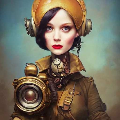 Image similar to lofi steampunk portrait pixar style by Jonathan Yeo and Tom Bagshaw and Joe Fenton